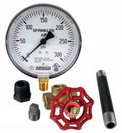 Fire Sprkler Gauge 300# Air/Water Stl Back Kit UL/FM USA
