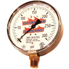 Fire Sprinkler Gauge Personalized 300# AIR/WATER Plastic Back <UL/FM>