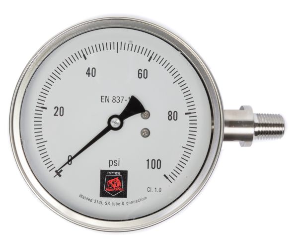 Riptide Glycerin Filled Calibrated Right Hand Gauge with Certificate