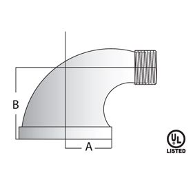 PIPE FITTING Malleable 90° St Elbow 2" (8/16)(=Anvil 1103)