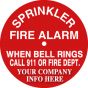 Sign Alum Personalized 10" Round Fire Alarm Bell Call 911